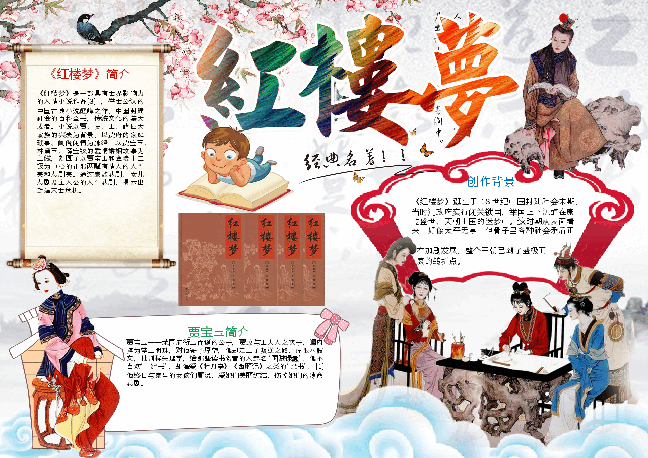 红楼梦小报模板.docx,第1页预览