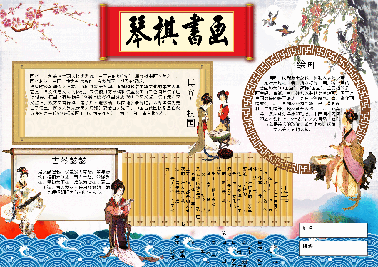 琴棋书画手抄报.docx,第1页预览
