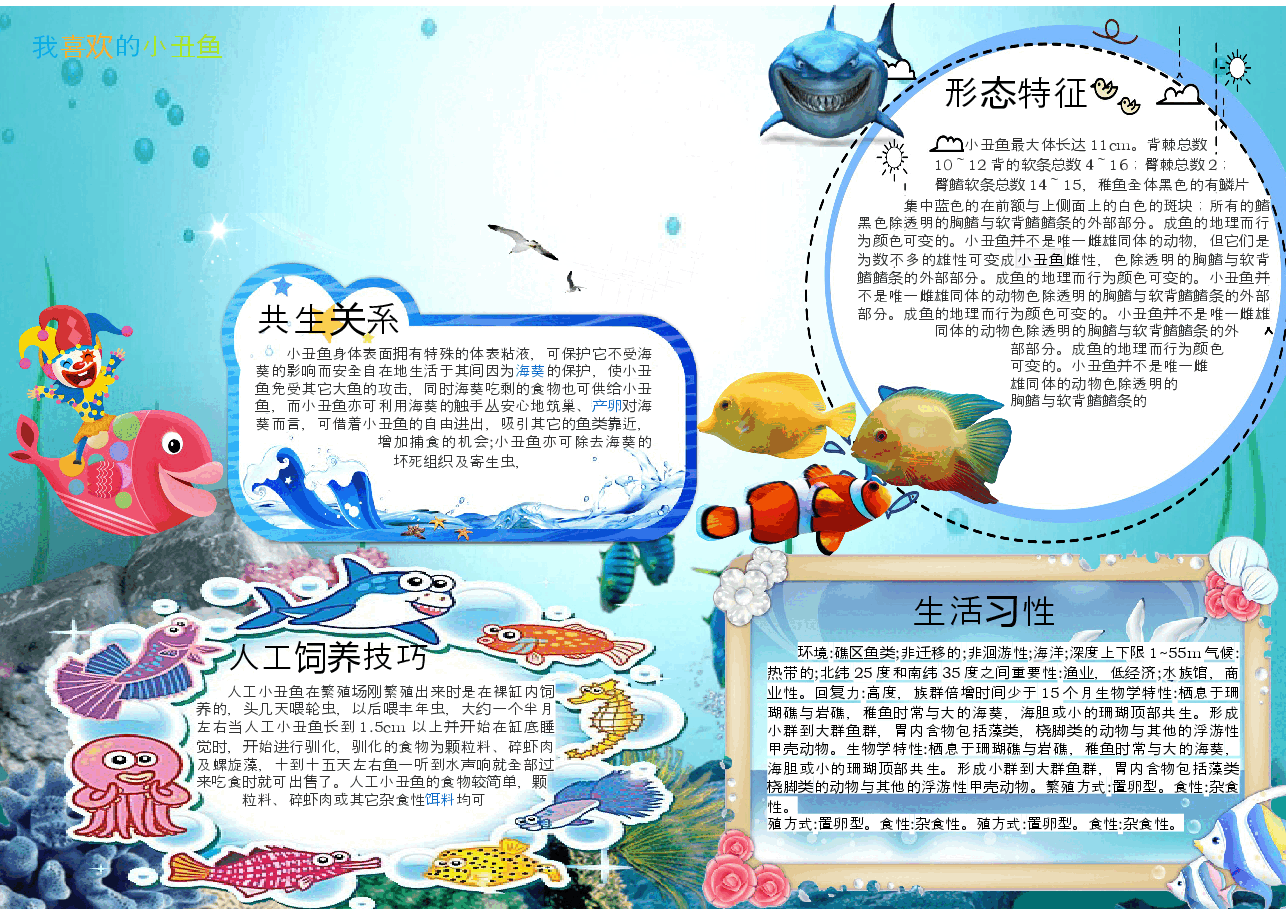 可爱的小丑鱼手抄报 (3).docx，第1页预览