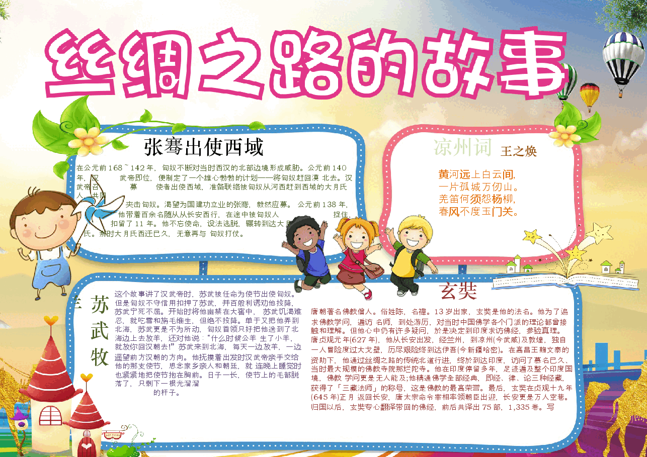 丝绸之路 海上丝绸之路 丝绸之路故事手抄报 (1).docx,第1页预览