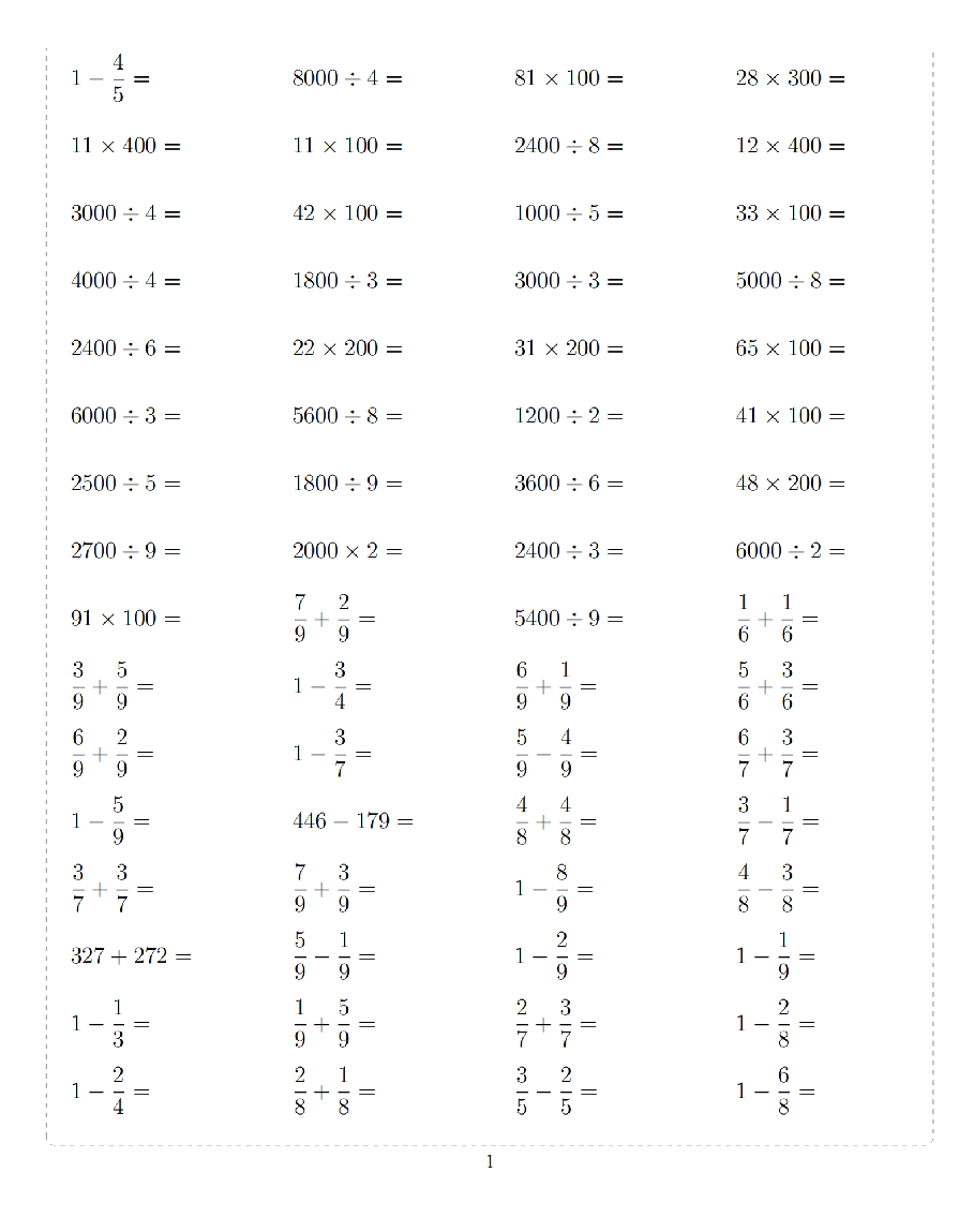 三年级10000题(每日计算练习)_纯图版.pdf,第1页预览