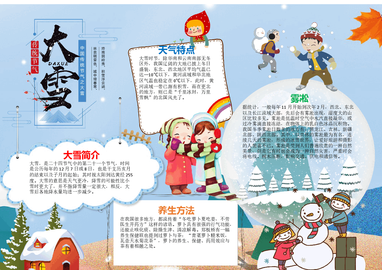 蓝色卡通大雪小报.docx,第2页预览