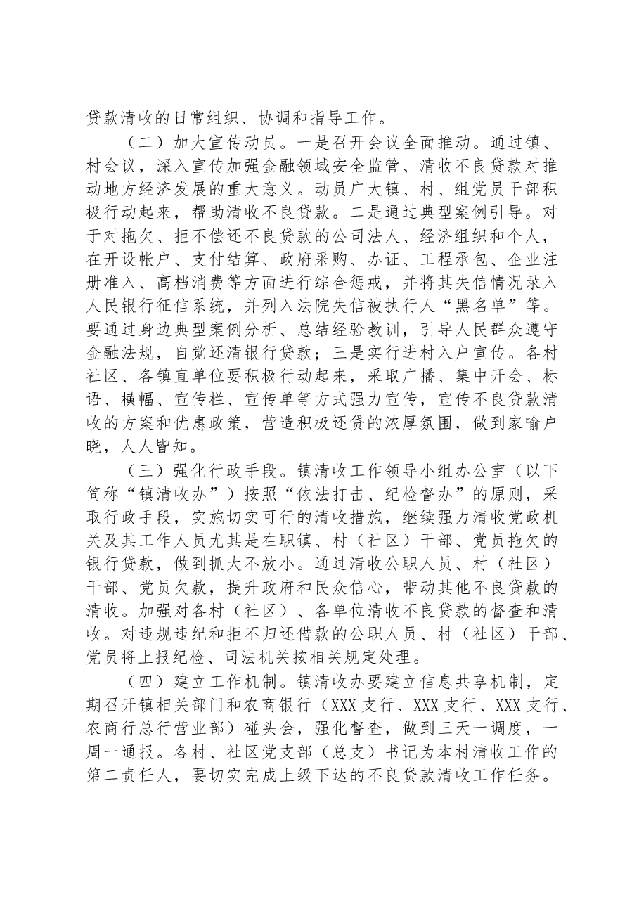 XX镇2023年不良贷款清收工作方案.docx,第2页预览