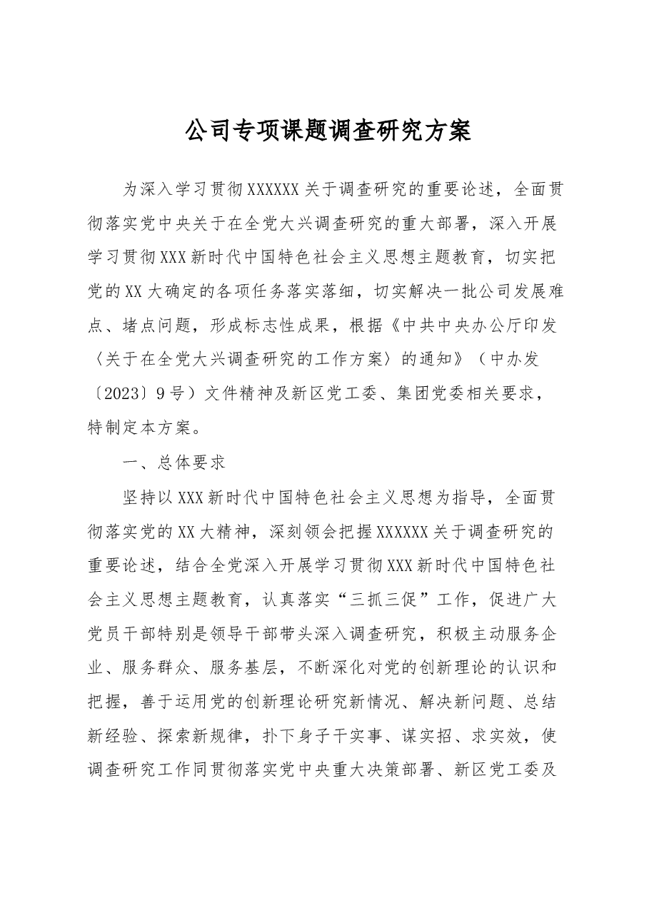 公司专项课题调查研究方案.docx,第1页预览