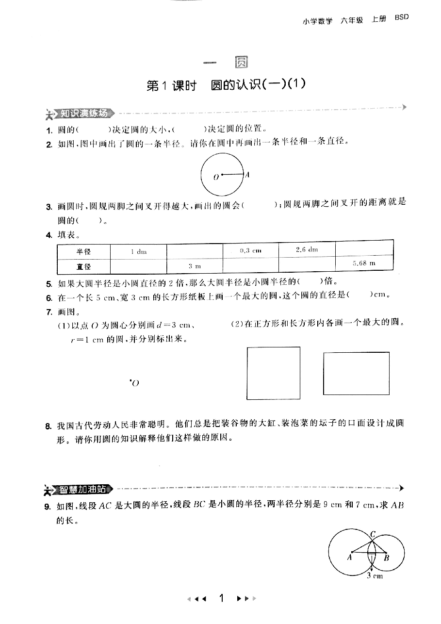 小学六年级 圆.pdf,第1页预览