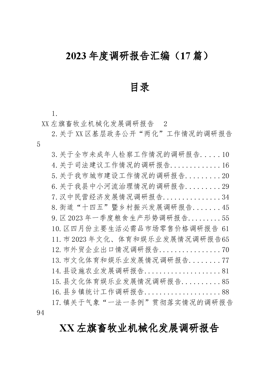 (17篇)2023年调研报告汇编.docx,第1页预览