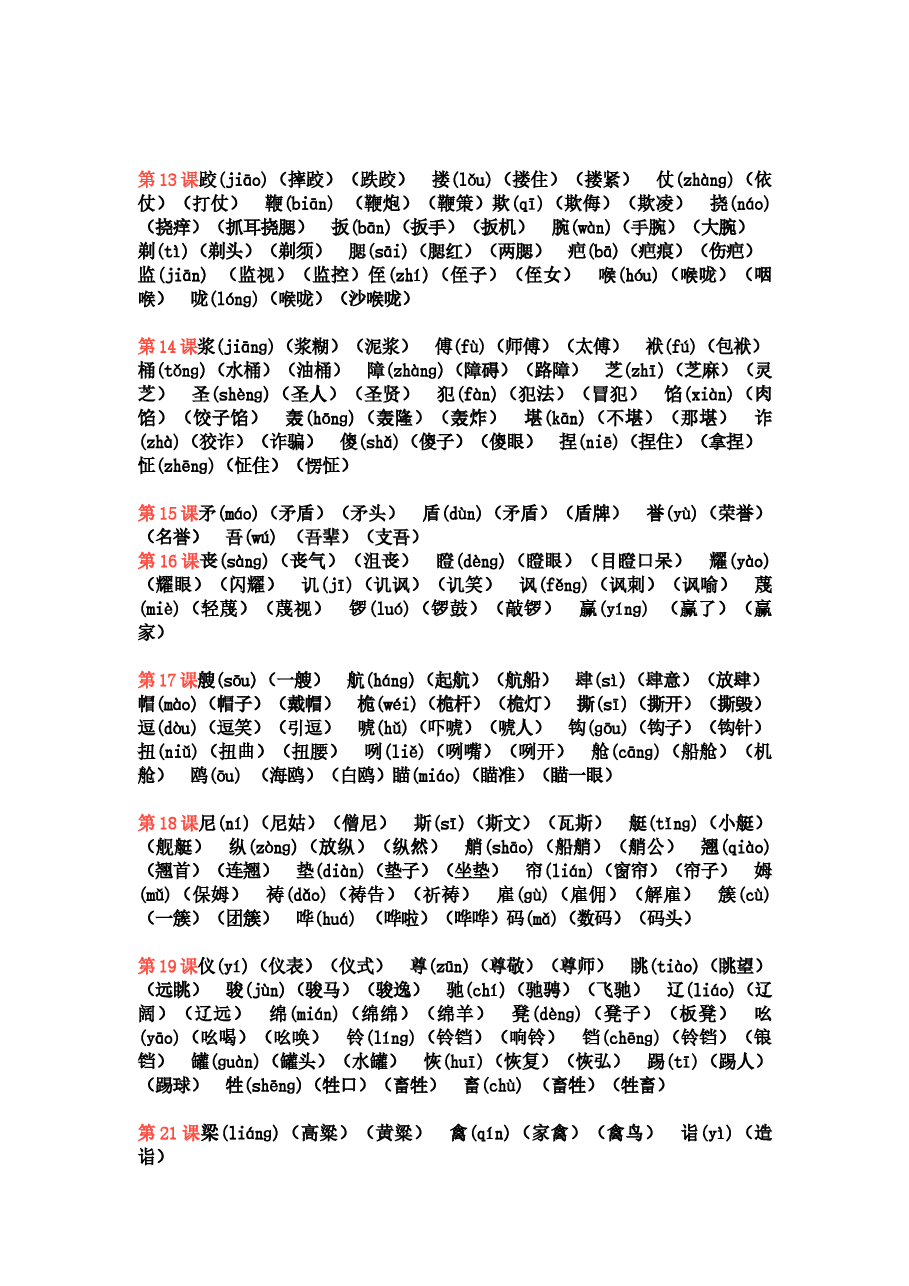 统编版五年级语文下册写字表生字注音、组词.docx，第2页预览