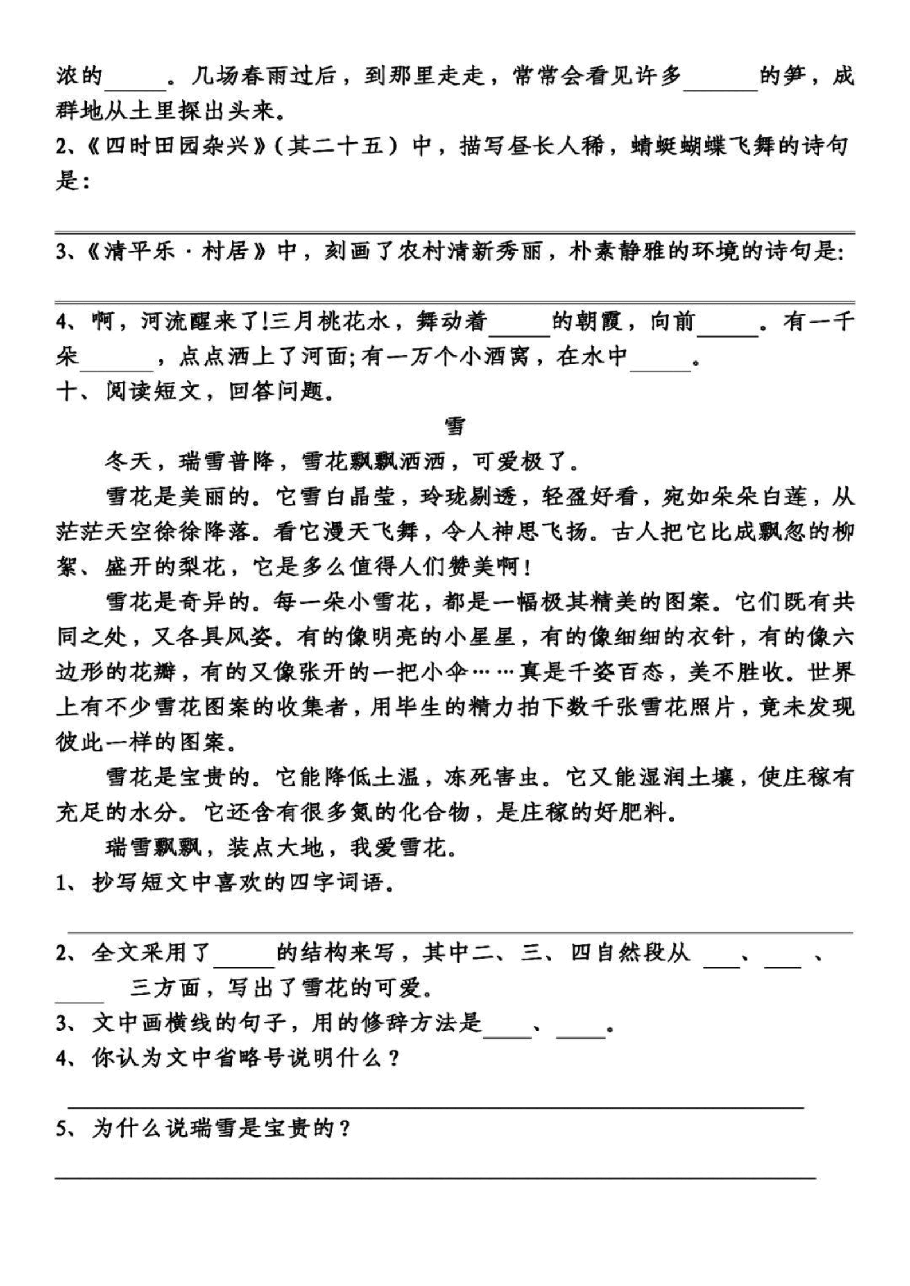 统编版语文四年级下册第1单元基础知识复习卷_纯图版.pdf,第3页预览