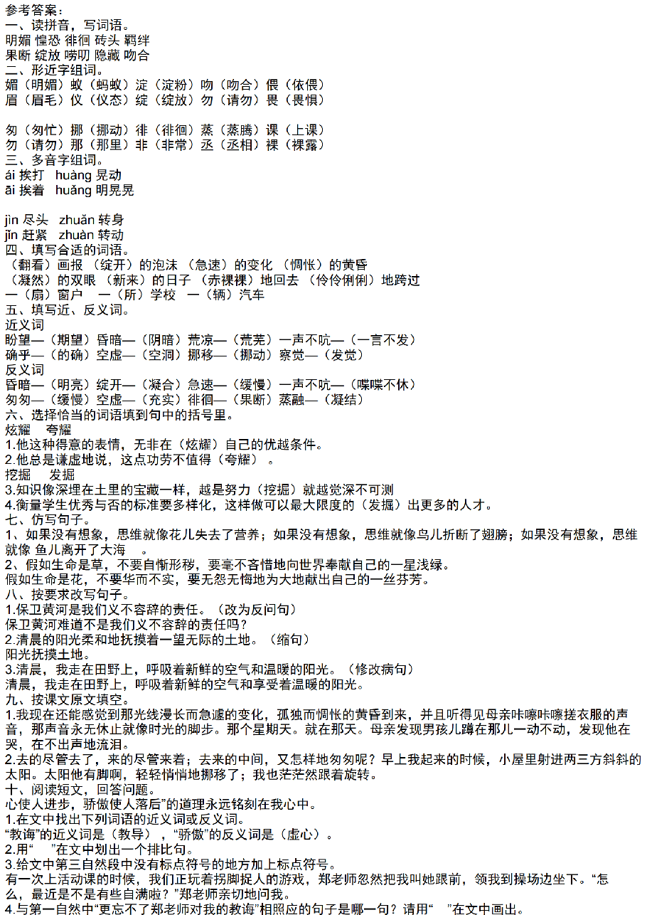 统编版语文六年级下册第3-4单元基础知识复习卷_纯图版.pdf,第4页预览