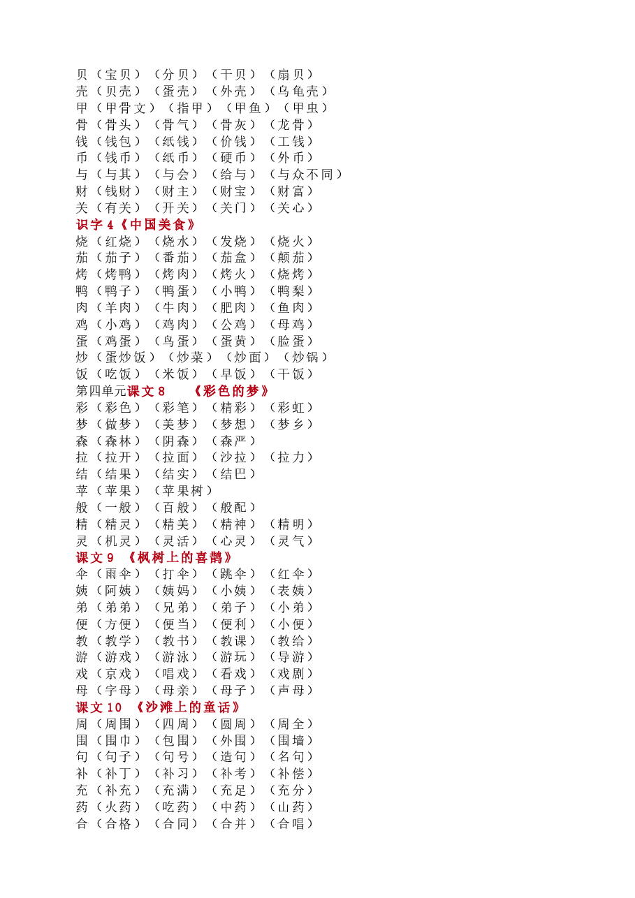 统编版语文二年级下册生字组词汇总.doc,第3页预览