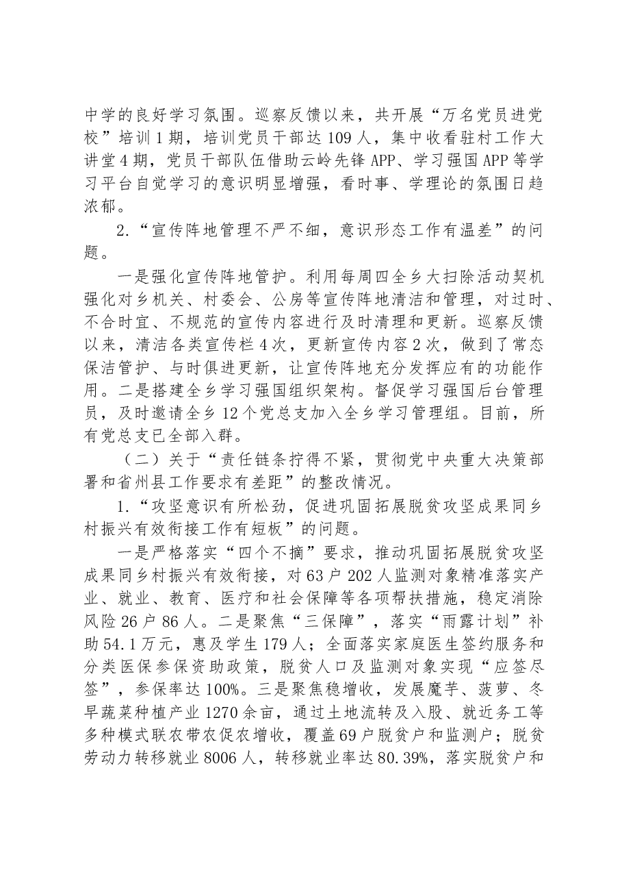 中共XX乡委员会关于巡察整改进展情况的通报.docx，第2页预览