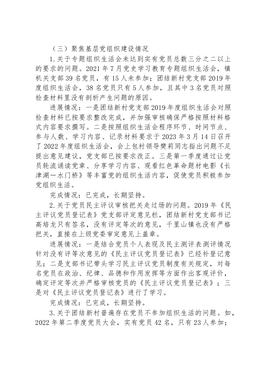 村党支部关于八届市委第三轮巡察整改进展情况的通报.docx,第3页预览