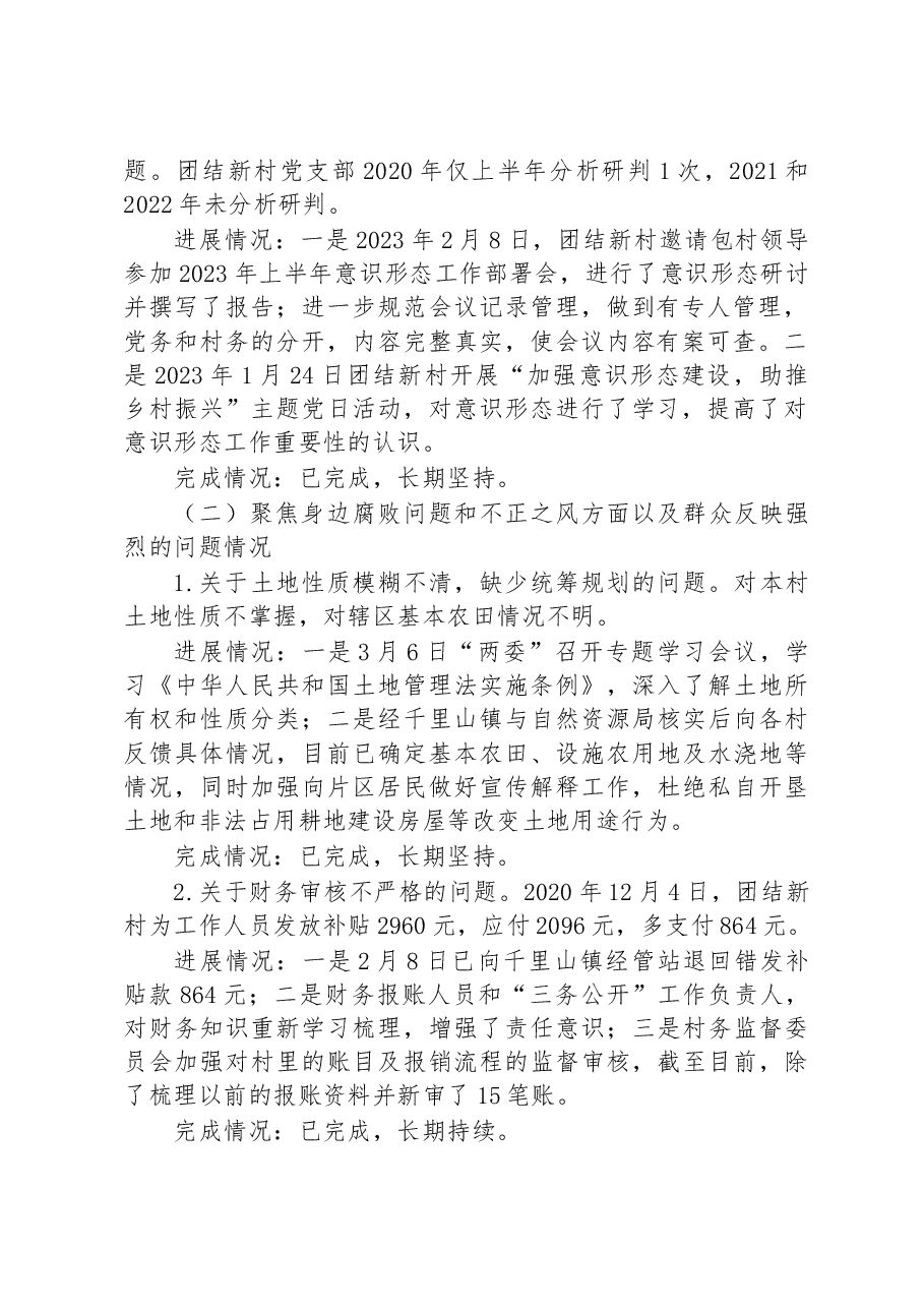 村党支部关于八届市委第三轮巡察整改进展情况的通报.docx,第2页预览