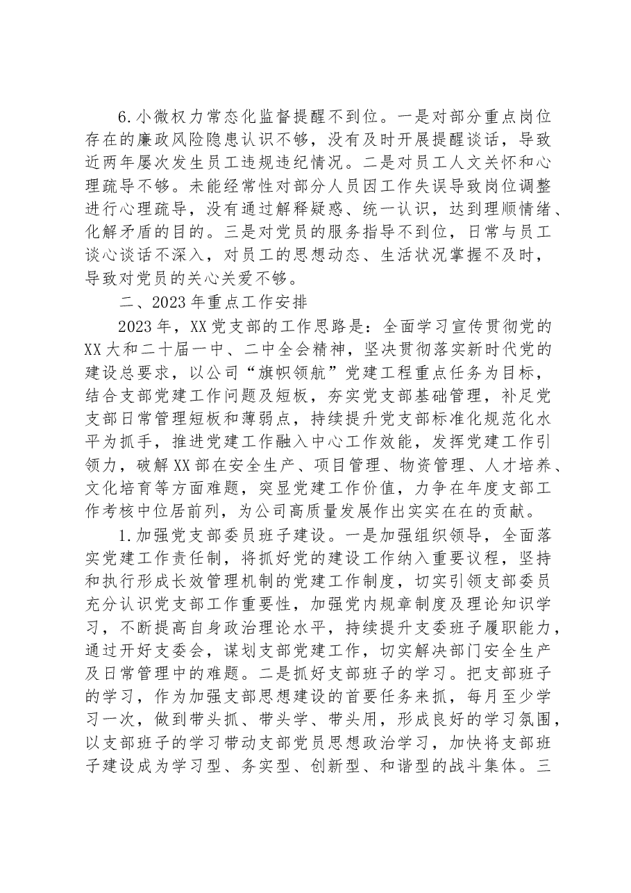 党支部党建工作短板分析及2023年重点工作安排.docx,第3页预览
