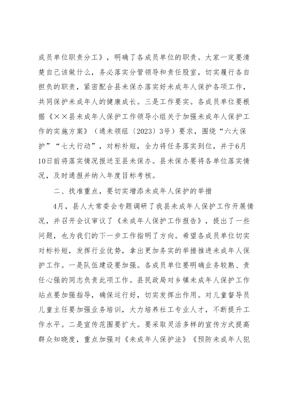 在全县未成年人保护工作领导小组第二次全体会议上的讲话.docx,第2页预览