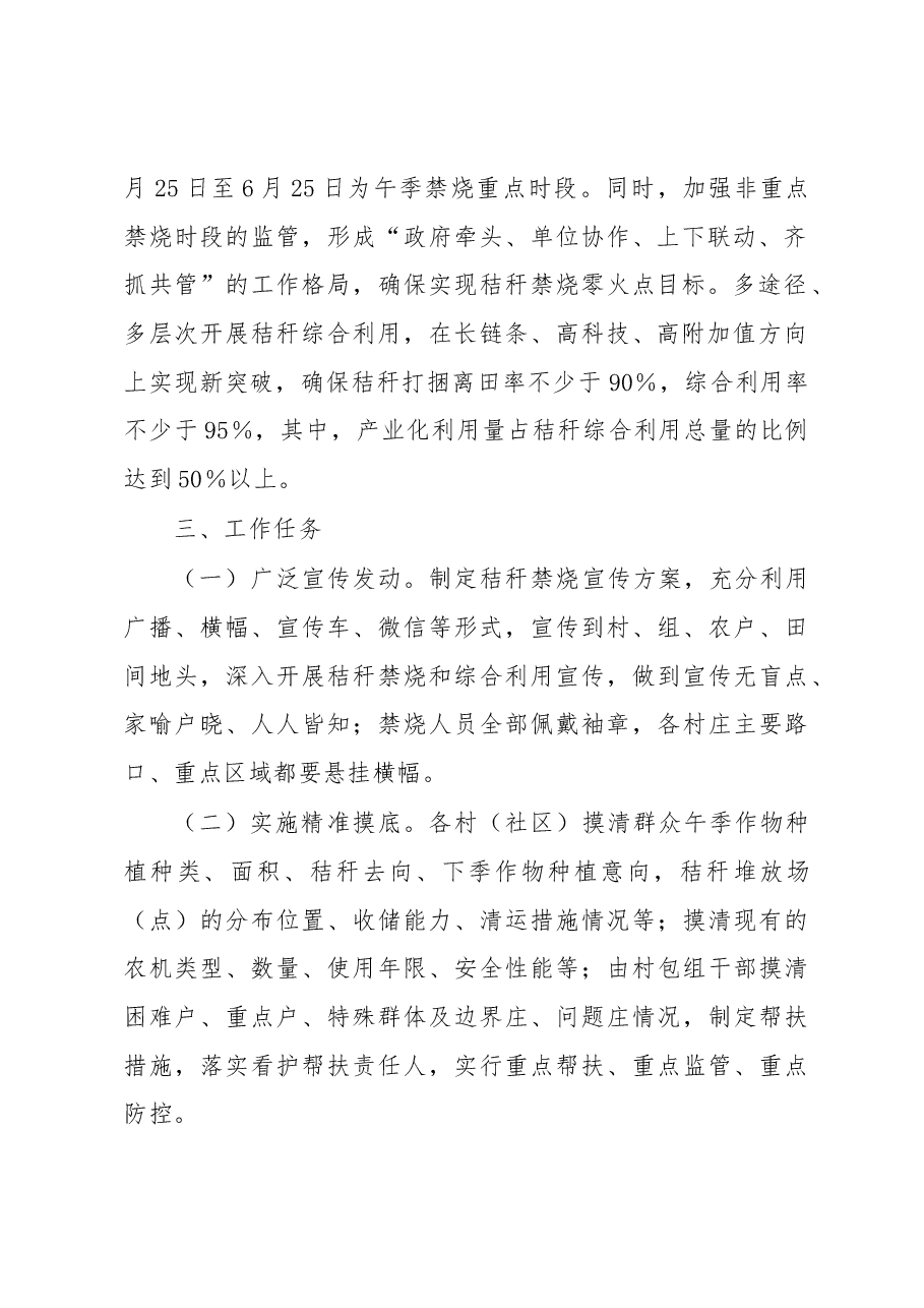 2023年镇午季秸秆禁烧和综合利用工作实施方案.docx,第2页预览