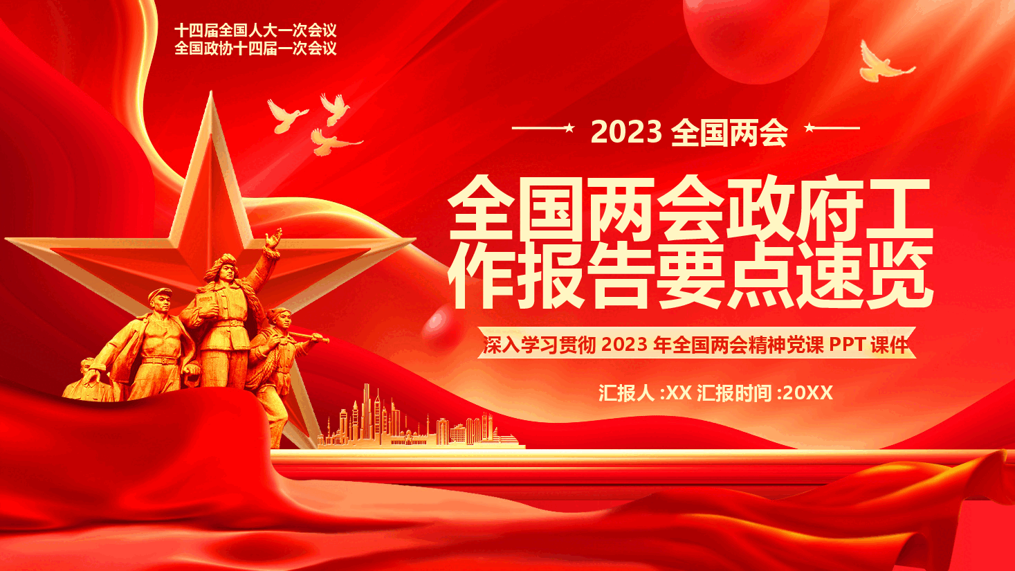 2023全国两会政府工作报告要点PPT模板.pptx,第1页预览