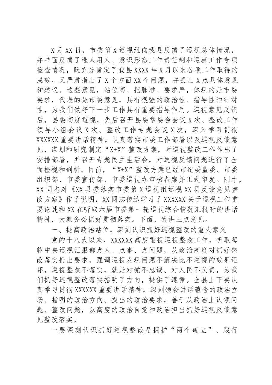 县委书记在巡视组反馈意见整改落实工作动员会上的讲话.docx,第2页预览