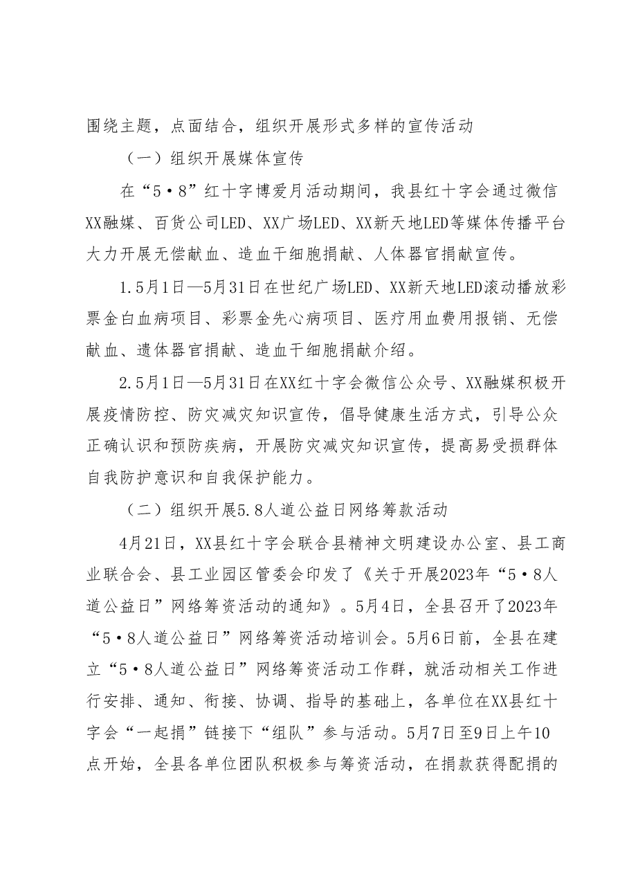 XX县红十字会2023年红十字博爱周宣传活动总结.docx,第2页预览