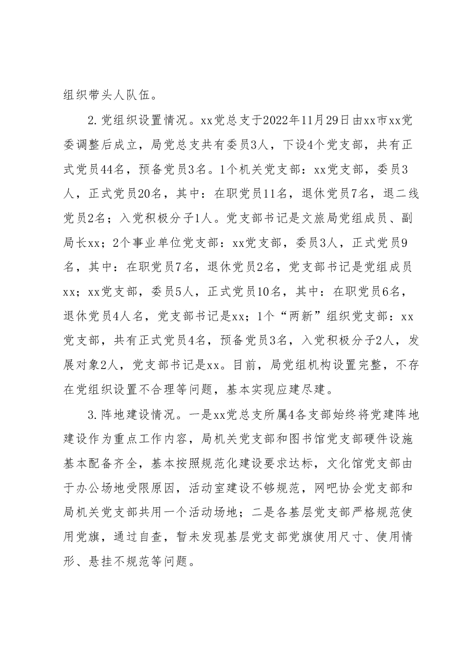 xx局党建基础工作大排查大规范自检自查报告.docx,第3页预览