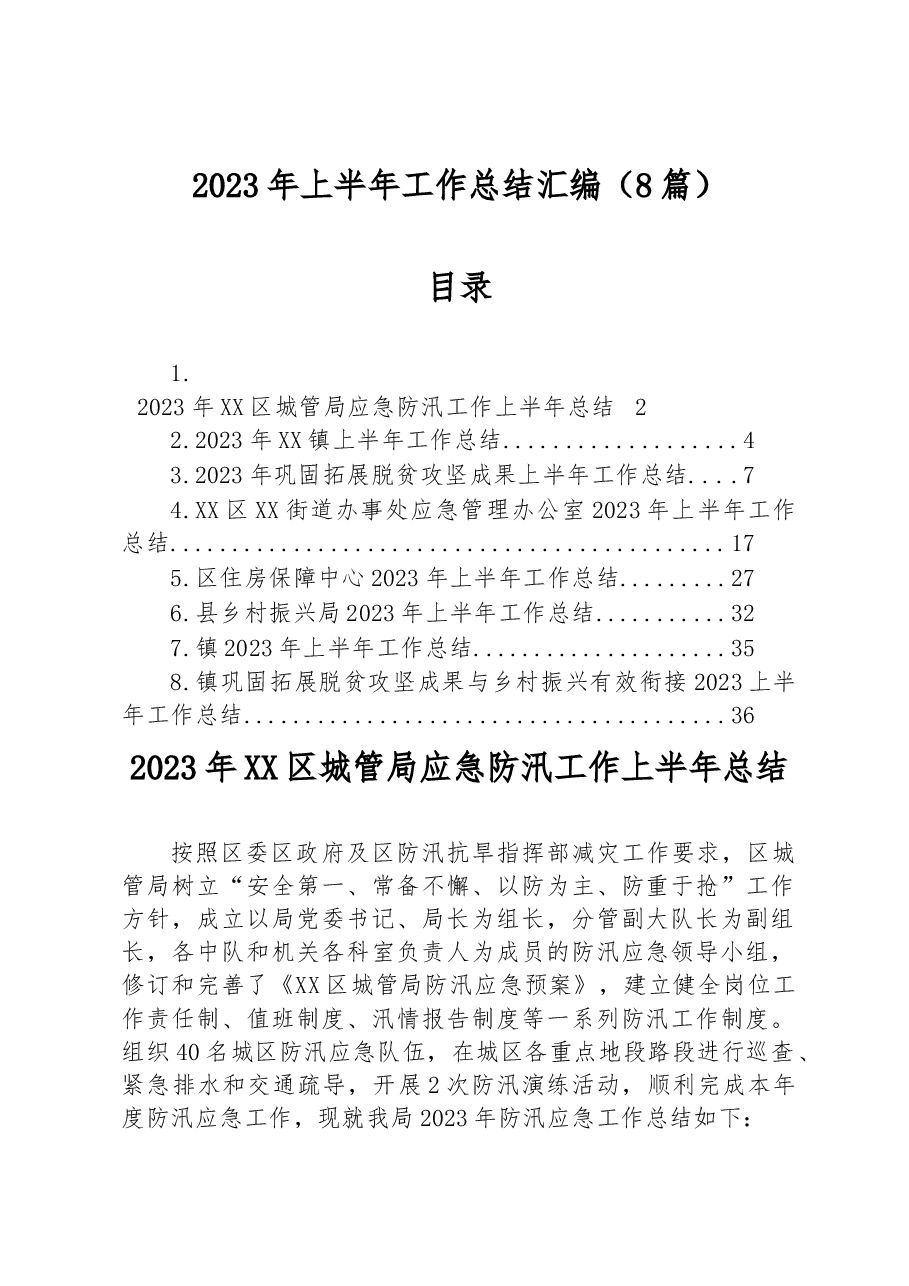 （8篇）2023年上半年工作总结汇编.docx，第1页预览