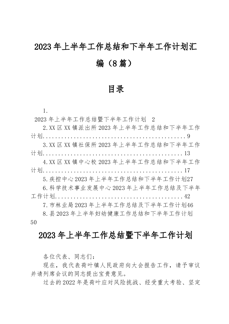 (8篇)2023年上半年工作总结和下半年工作计划汇编.docx,第1页预览