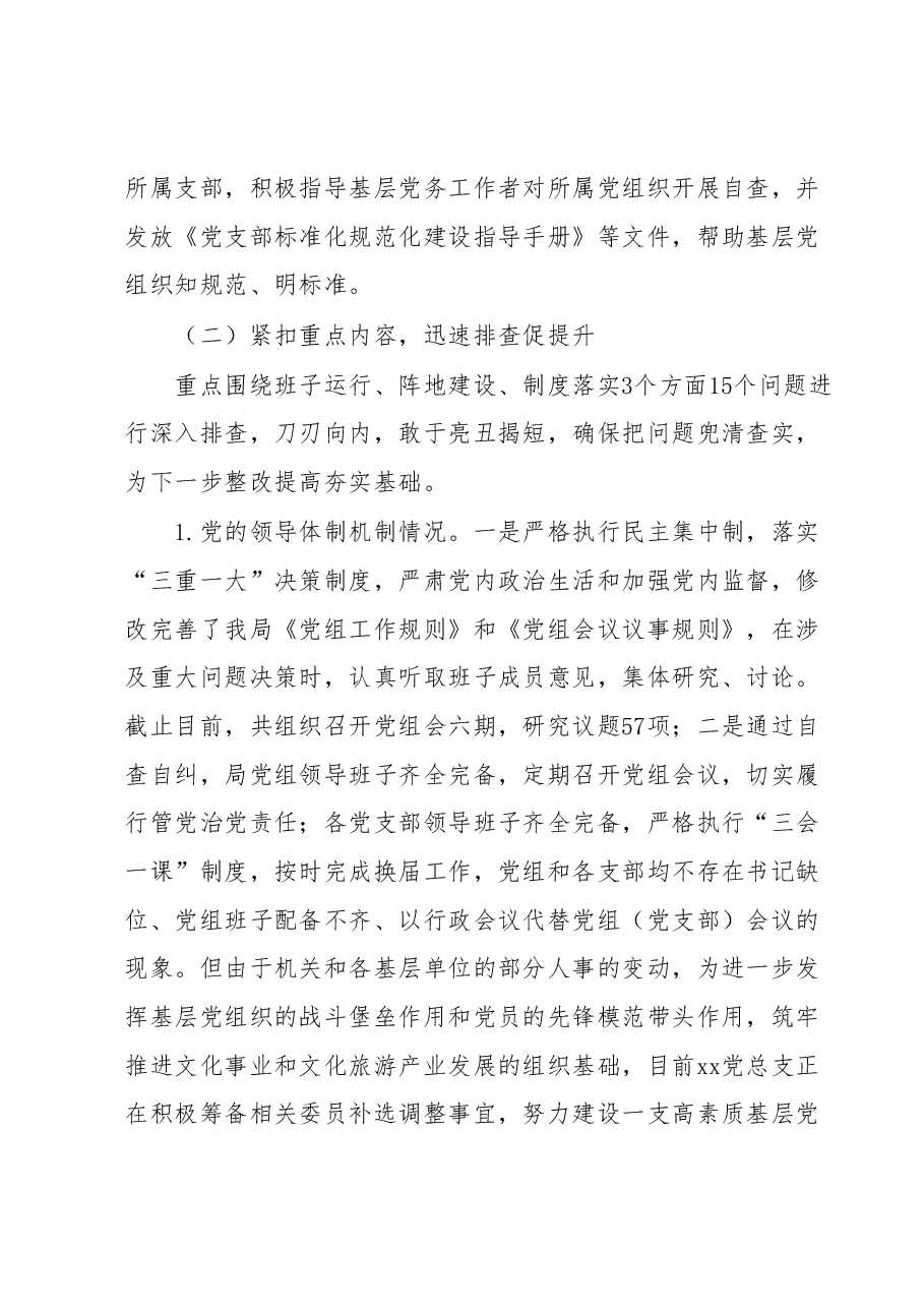 xx局党建基础工作大排查大规范自检自查报告.docx,第2页预览