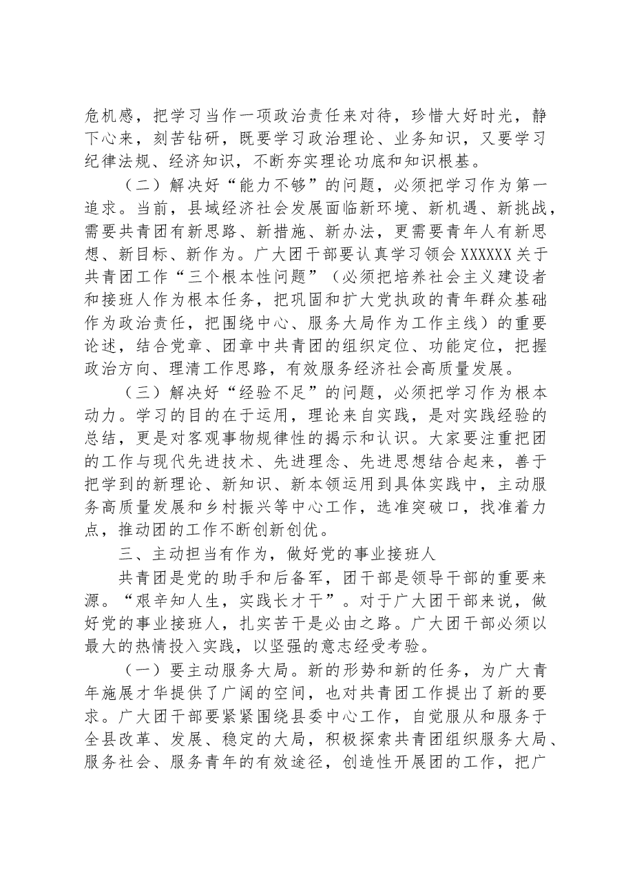 在全县共青团干部专题培训班上的讲话.docx,第3页预览