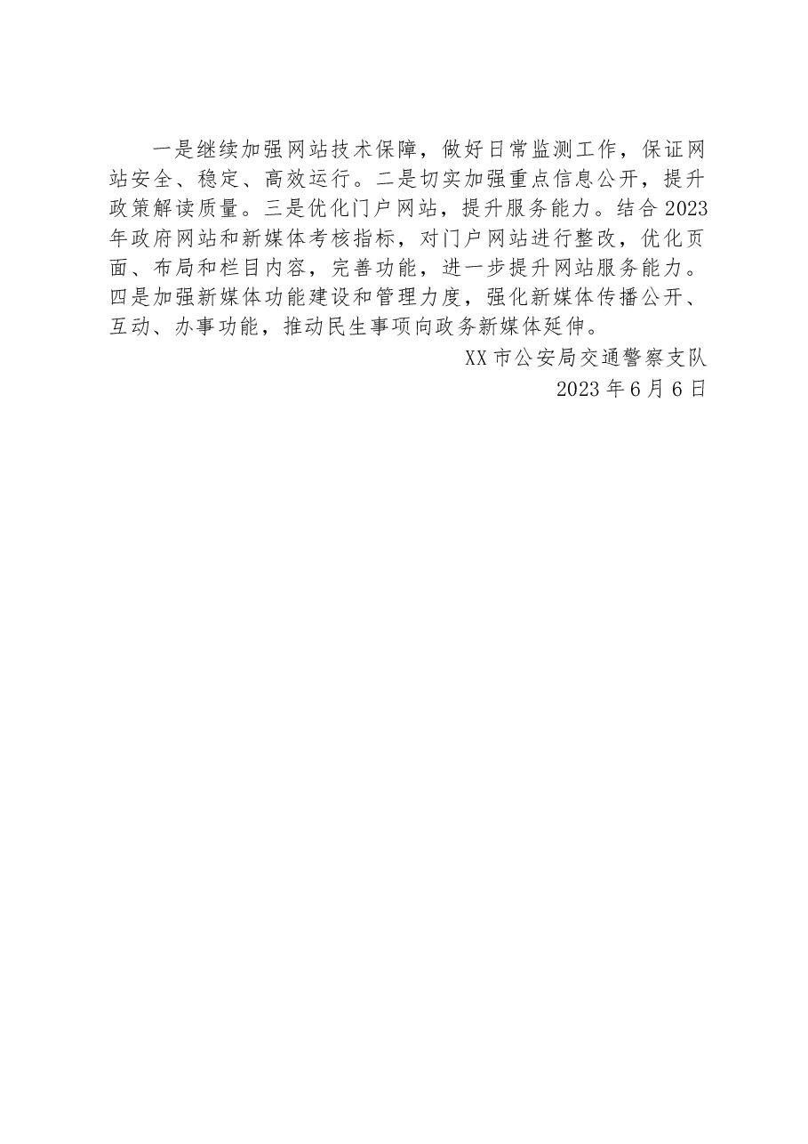 市公安局交通警察支队2023年第二季度政务公开网络平台自查报告.docx,第2页预览