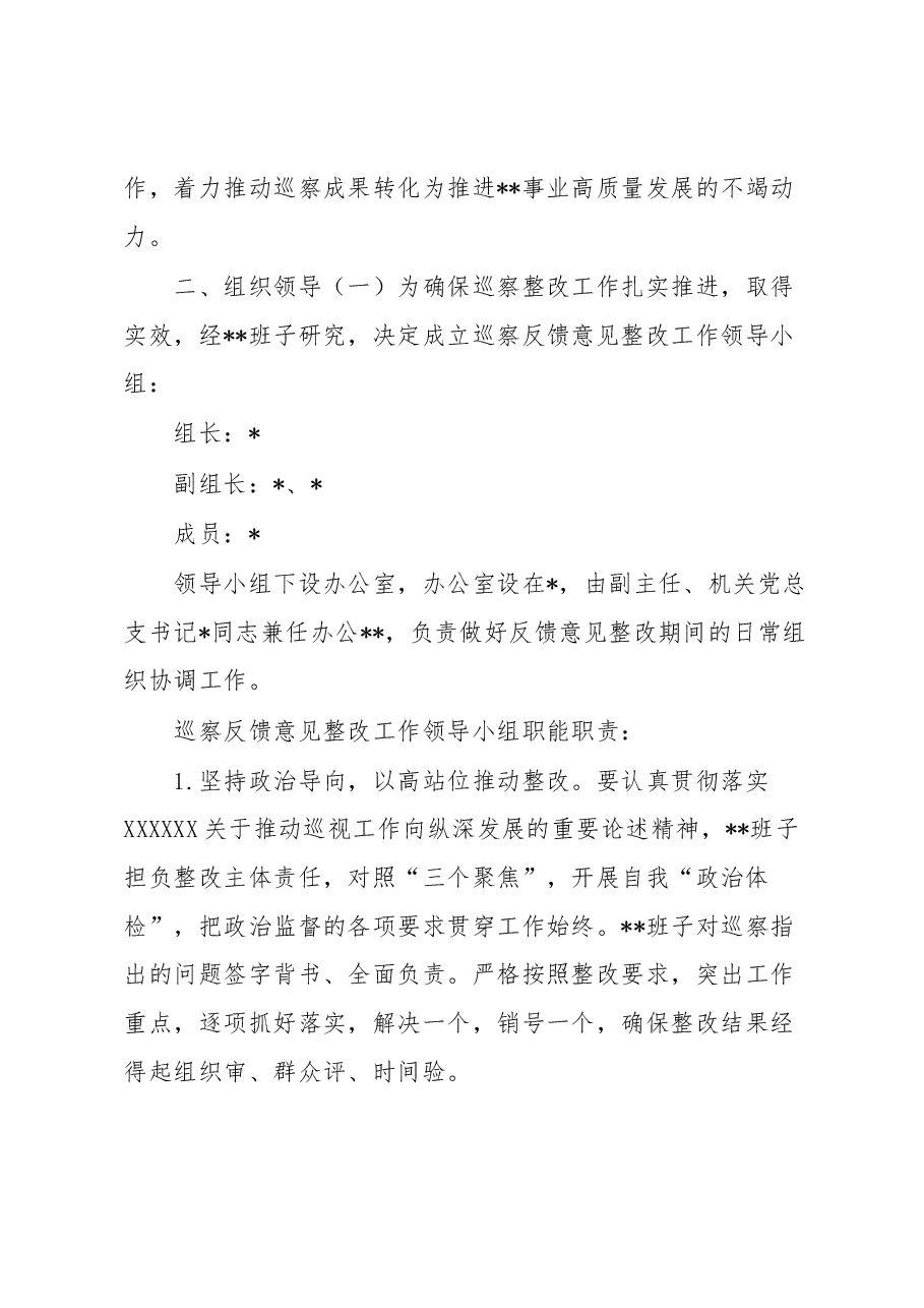 领导班子关于落实市委巡察反馈意见整改工作方案.docx,第2页预览