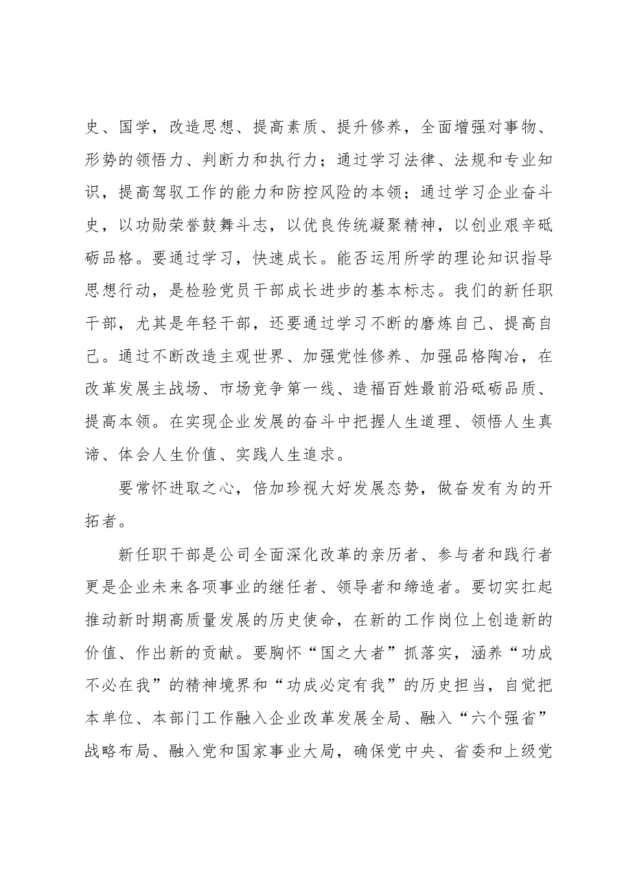 国企党委书记在新任职干部集体谈话上的讲话.docx,第4页预览