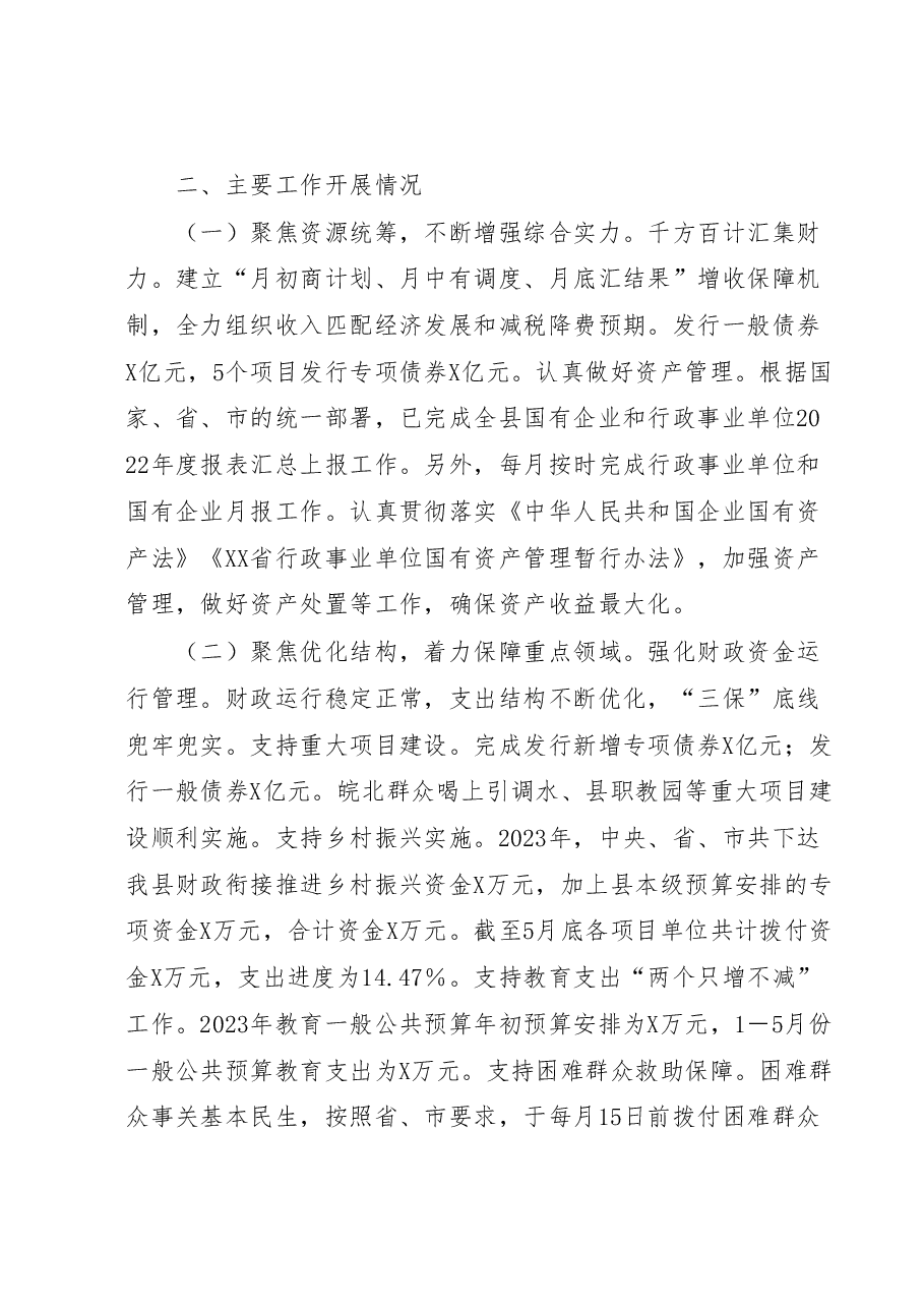 XX县财政局2023年上半年重点工作完成情况.docx,第2页预览