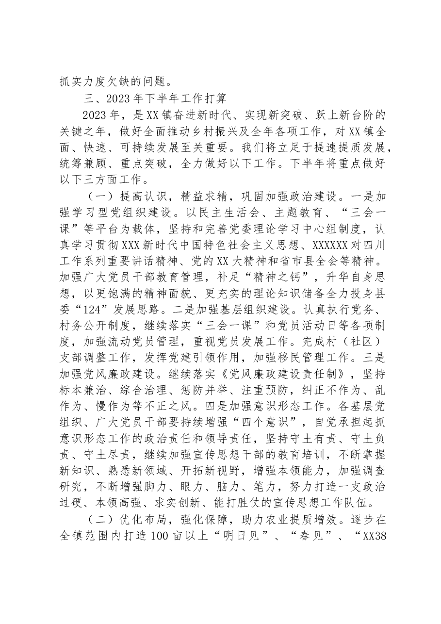 镇2023年上半年工作总结和下半年工作打算.docx,第3页预览