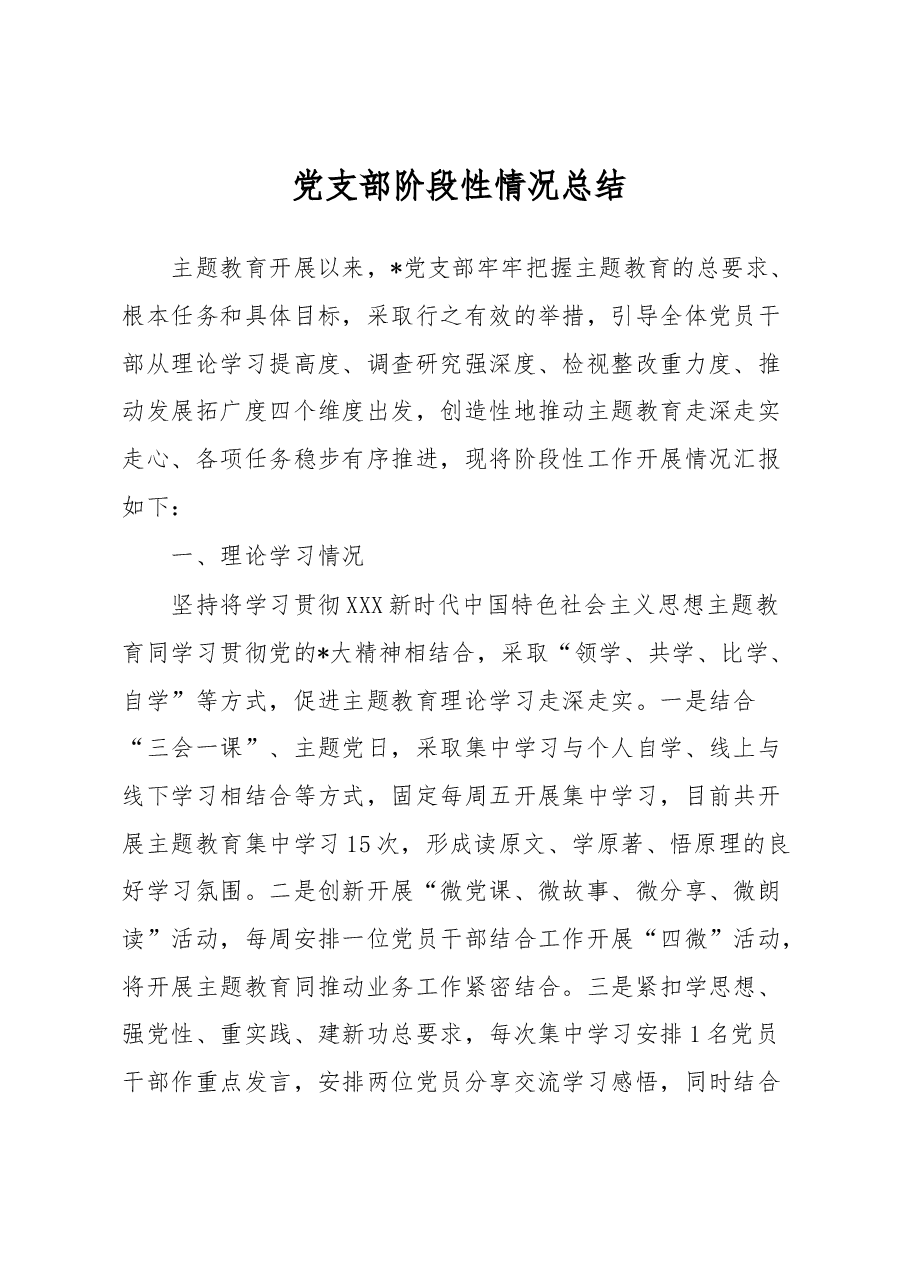 党支部阶段性情况总结.docx,第1页预览