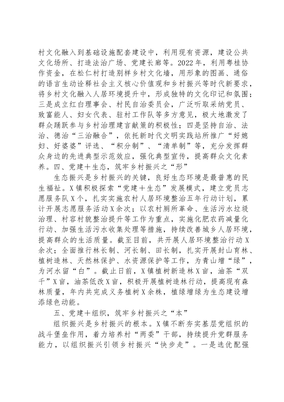 交流发言材料:以“党建+”模式引领乡村“五个”振兴.docx,第3页预览