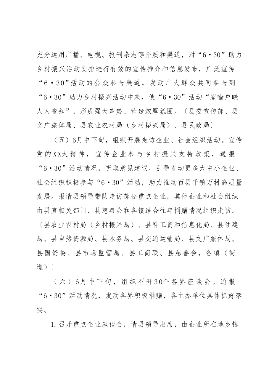 XX县2023年“6·30”助力乡村振兴活动工作方案.docx,第3页预览