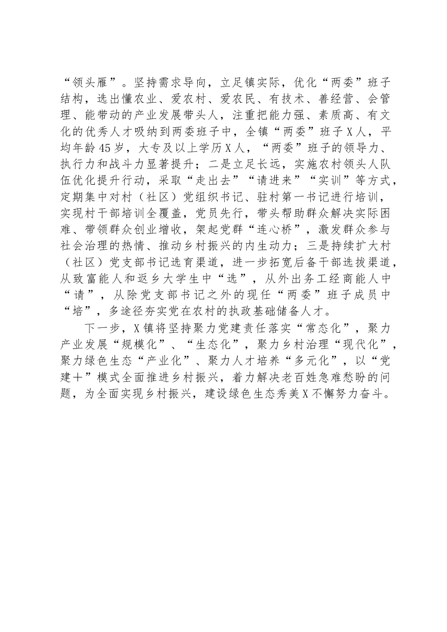 交流发言材料:以“党建+”模式引领乡村“五个”振兴.docx,第4页预览