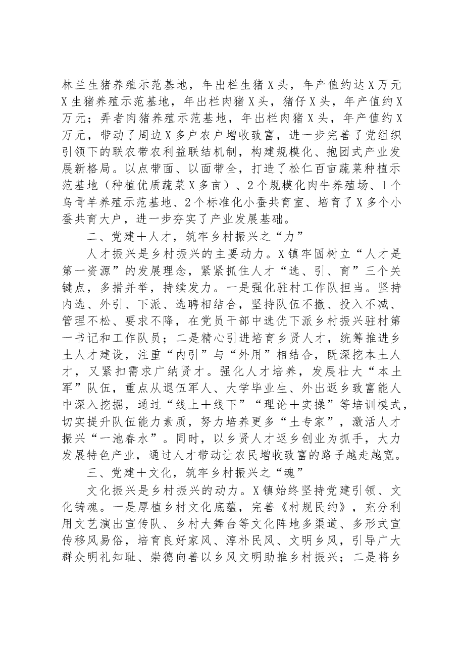 交流发言材料:以“党建+”模式引领乡村“五个”振兴.docx,第2页预览