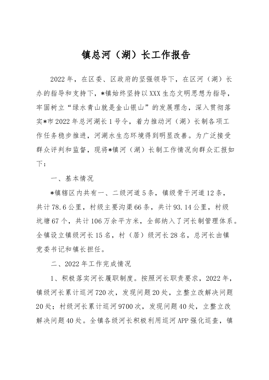 镇总河(湖)长工作报告.docx,第1页预览