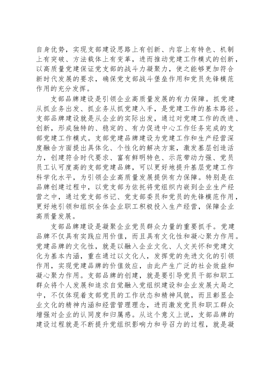 书记党课讲稿:深入推进支部品牌建设+引领推动公司高质量发展.docx,第2页预览
