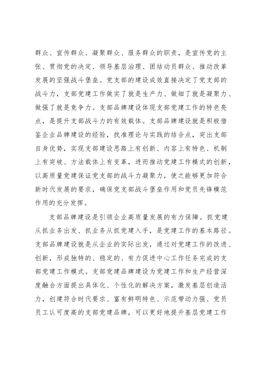 书记党课讲稿:深入推进支部品牌建设 引领推动公司高质量发展.docx,第2页预览