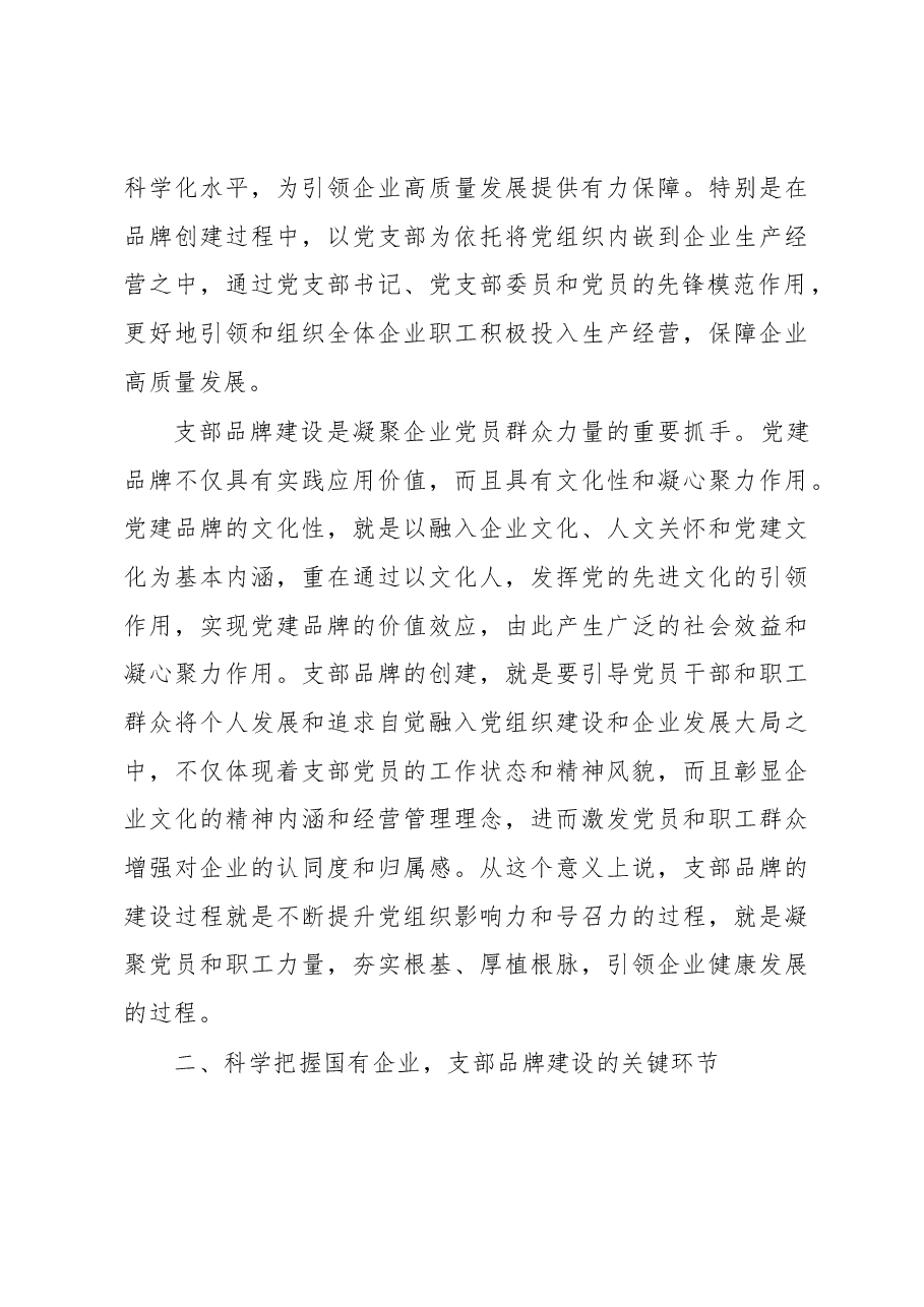 书记党课讲稿:深入推进支部品牌建设 引领推动公司高质量发展.docx,第3页预览