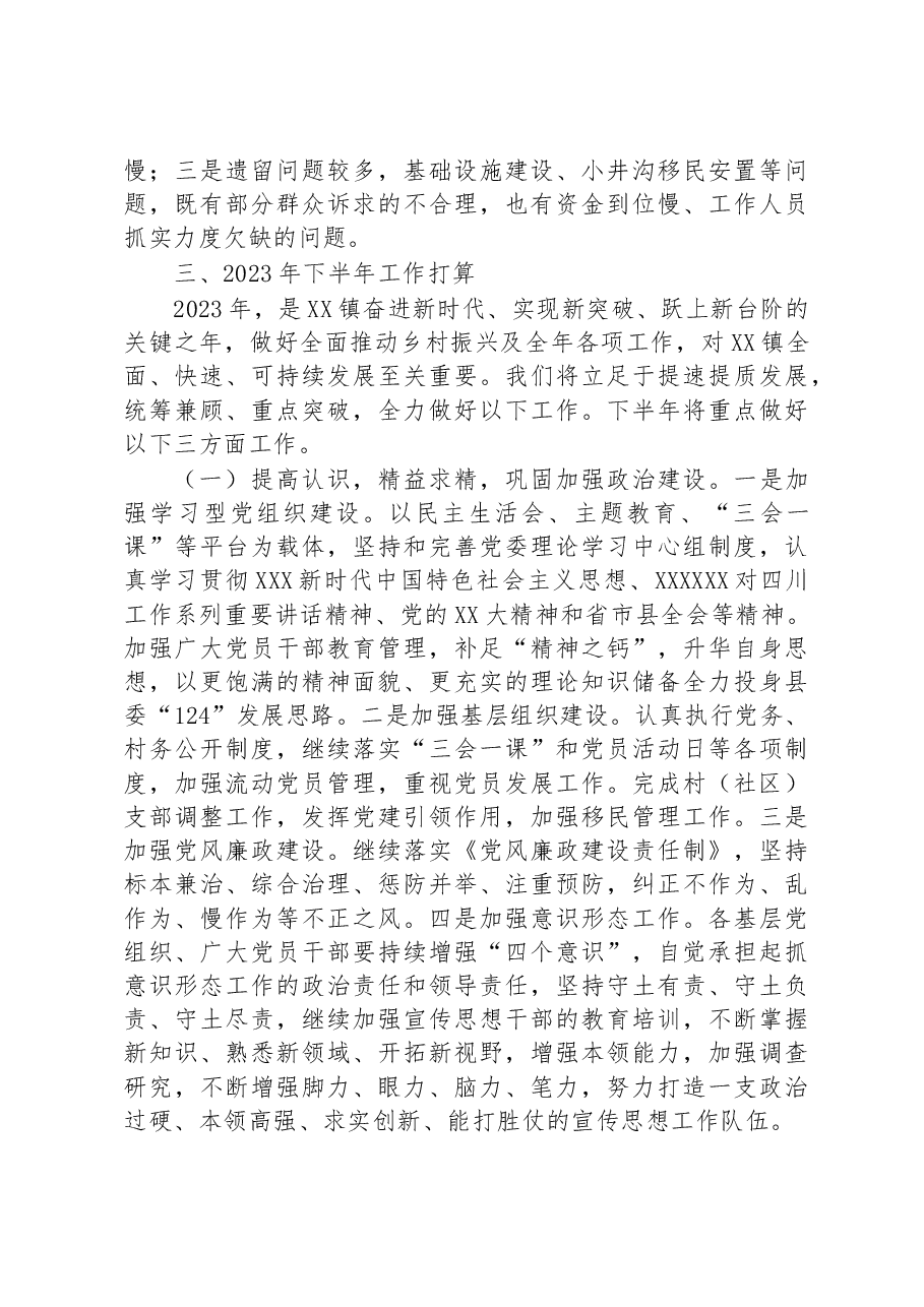 XX县XX镇2023年上半年工作总结和下半年工作打算.docx，第3页预览