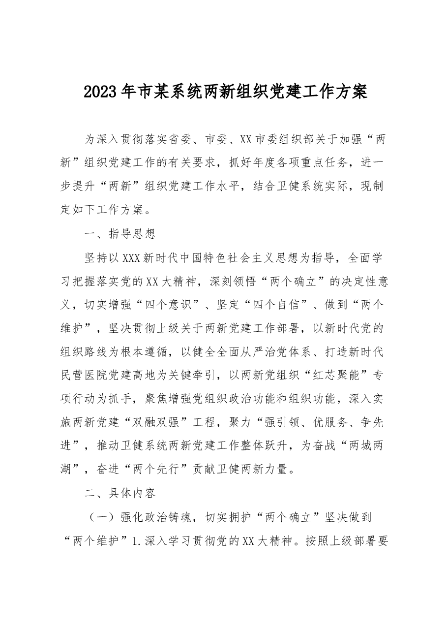 2023年市某系统两新组织党建工作方案.docx,第1页预览