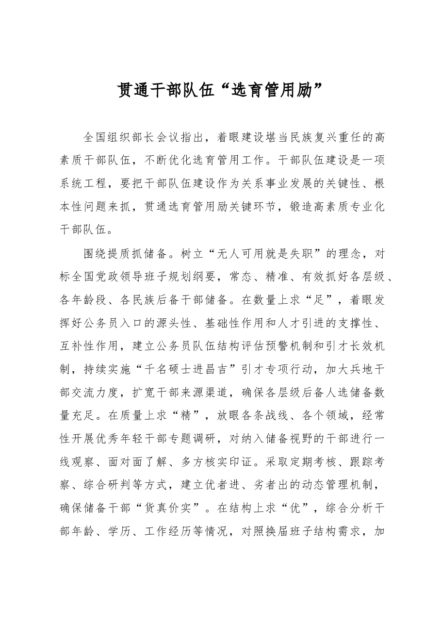 贯通干部队伍“选育管用励”.docx，第1页预览