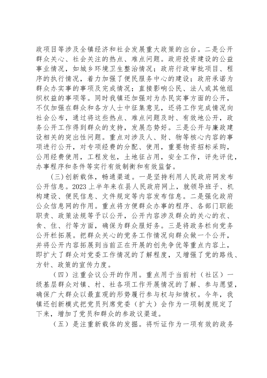 镇2023年上半年政务公开总结.docx,第2页预览