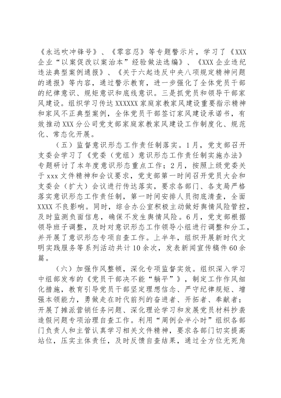某国企分公司2023年上半年纪检监察工作总结.docx,第3页预览