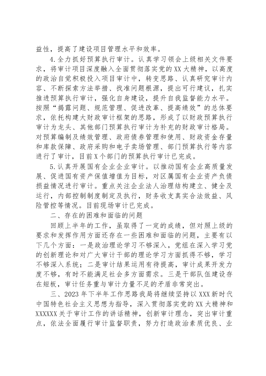 某审计局2023年上半年工作总结及下半年工作计划.docx,第4页预览
