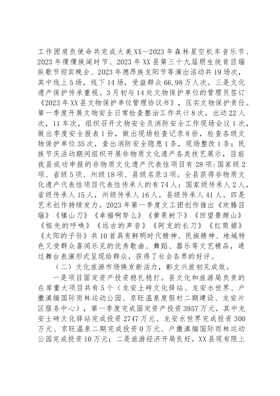 县文化和旅游局2023年第一季度工作总结.docx,第2页预览