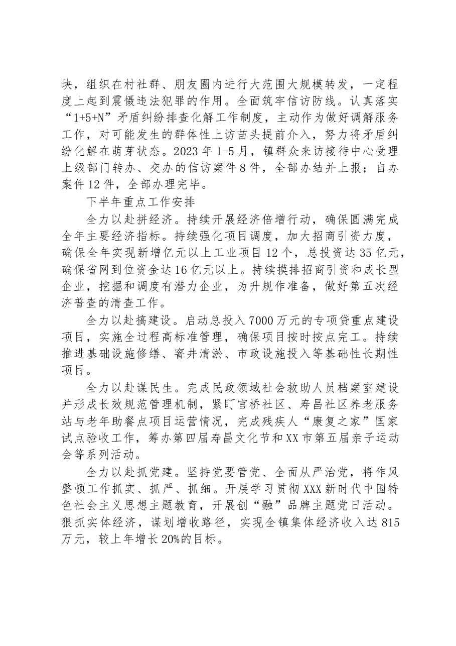 XX市XX镇2023年上半年工作总结及下半年工作计划.docx,第3页预览
